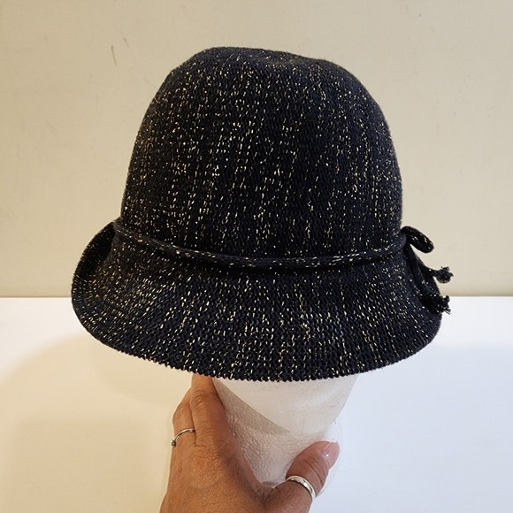 Women's Black and Golden Glitter Fedora Cotton  Hat  OS - Picture 7 of 11